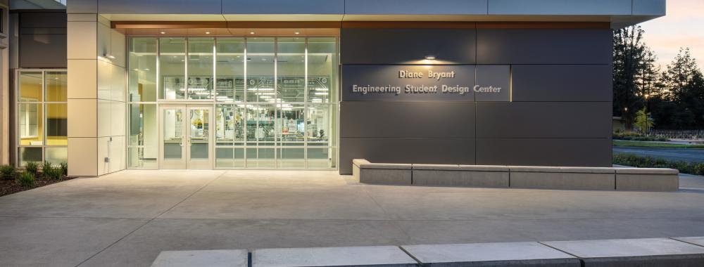 outside the esdc entrace at sunset
