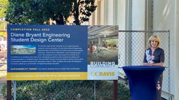 Diane Bryant Engineering Student Design Center sign unveiling